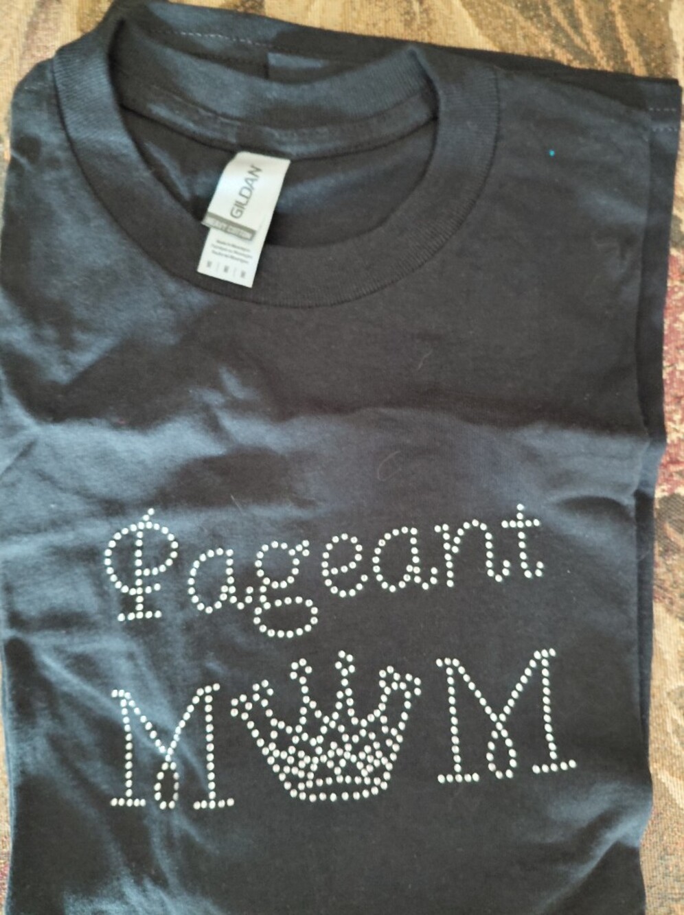 Gildan Black "Pageant Mom" Rhinestone Tee